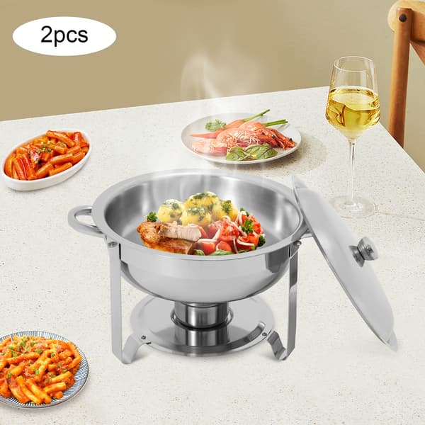 Chafing Dish Buffetsæt - Buffetvarmer - 2-delt - Rustfrit stål - Kapacitet 4,5 l - Med brænderholder