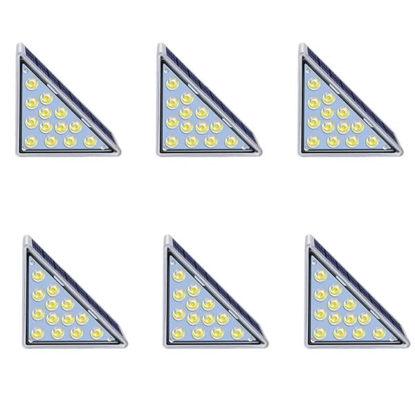 Solcells trapplampor - LED trappbelysning - IP67 vattentät - Triangulär - 3000K varmvit - 6-pack