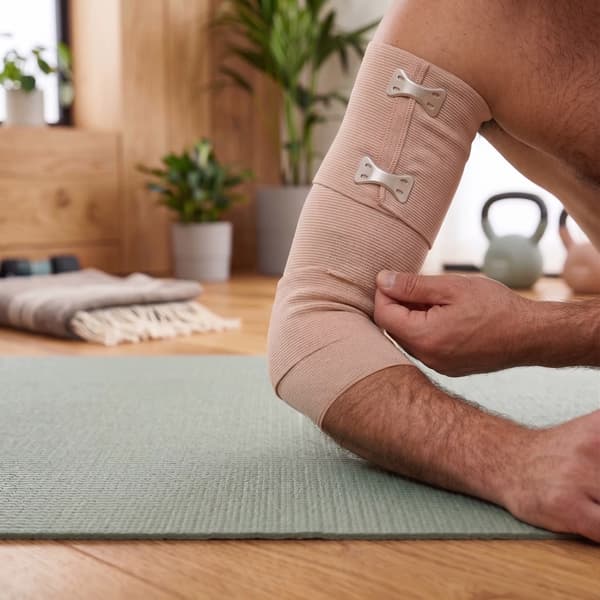 Elastisk bandage - Bomuld, polyester og elastan - 7,5 cm x 4,5 m - Himmelblå