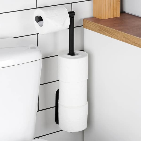 Toiletrulleholder - Rustfrit stål - 46,5 cm - Sort