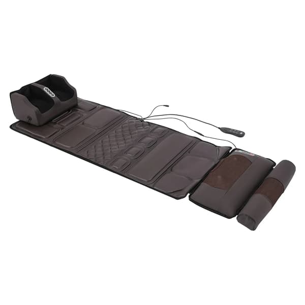 Massagepude - Til hele kroppen - 36W DC 12V, Læder, 9 Programmer, 9 Intensiteter, Timer 10/20/30 Min, EU‑stik - Rødbrun