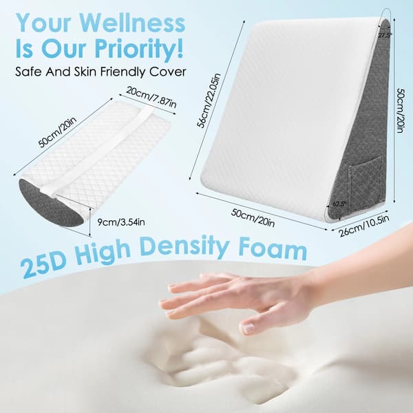 Kileformet sengepude - Memory foam - 30,5 cm elevation - Rygstøtte - Til søvn, læsning og siddestilling - Lilla