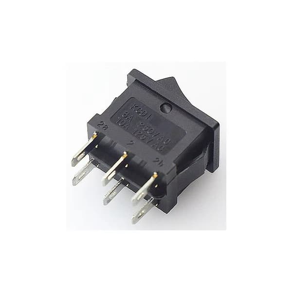 Vippekontakt - KCD1-202 - 6-polet - Sort