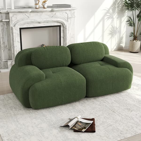 2-sitssoffa - Vardagsrumssoffa - 208 cm - Böjda armstöd - Halkfri undersida - Elastisk klädsel - Manchester - Grön