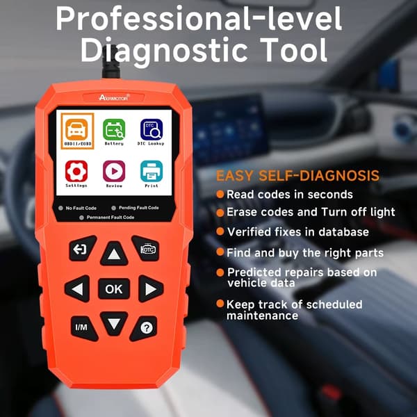 OBD2 Bildiagnoseværktøj - V880 - Fejlkodelæser - Læser og Sletter Fejlkoder - Realtidsdata - Batterispændingstest - Spansk Grænseflade