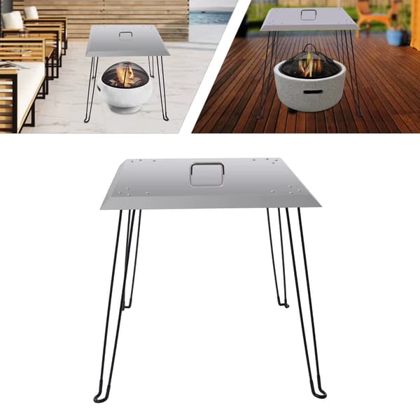 Värmedeflektor för eldstad - Vindskydd - Utomhusbruk - Rostfritt stål - För camping - Silver