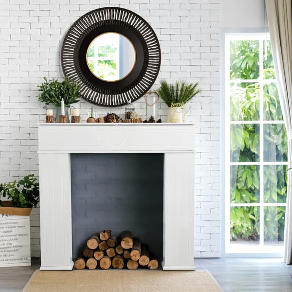 Eldstadsskåp - 3-dörrars sideboard - 107 x 18 x 100 cm - 2-i-1-design - Förvaring - MDF - Vit