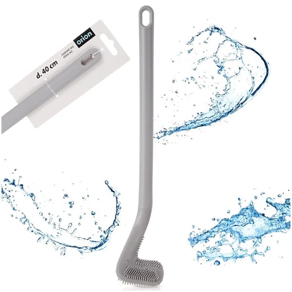 Toiletbørste - Silikone - 40 cm - Grå