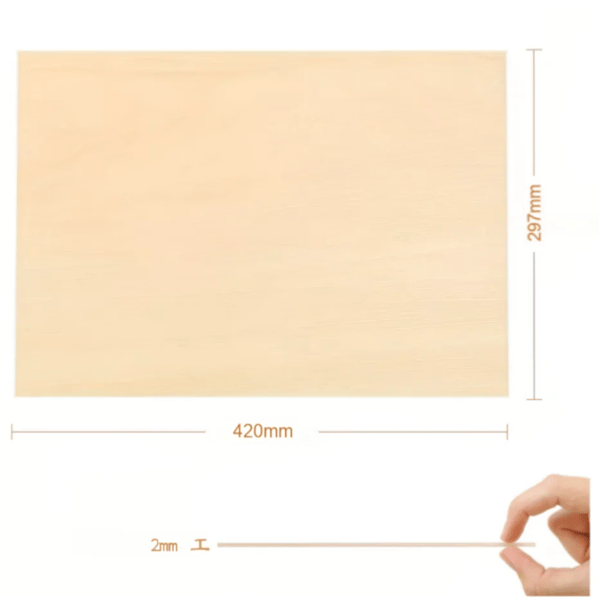 Lindetræskrydsfiner - Modelmateriale - 75 ark - A3 - 420 x 297 mm - 2 mm - Til lasergravering