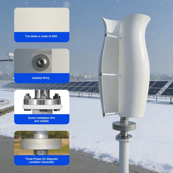 Vertikal Vindmølle - ST-5000 Vindgenerator - 5000W - 24V - Hybridcontroller - 2 Blade - Start 1,5 m/s - Permanentmagnet