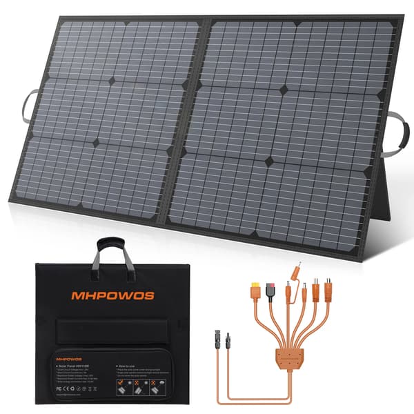 Bærbart solcellepanel - Foldbart 110W solcelleoplader - 4-panel monokrystallinsk - Høj effektivitet 24% - Til power station, camping, autocamper, båd