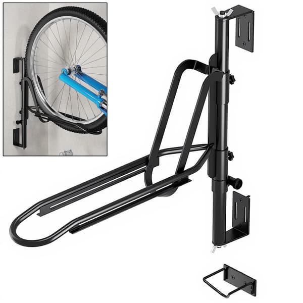 Cykelvægstativ - Parkeringsstativ - Foldbart - Justerbart - Stål - 1 Cykel - Pladsbesparende - Sort