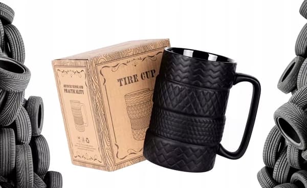 Keramikkrus - Mat sort - Dækmønster - 450 ml - Gavekrus