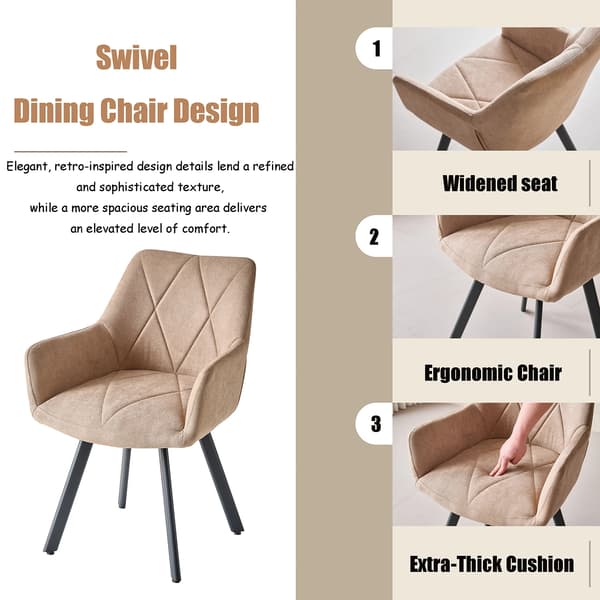 Matstolar - 4-pack - Klädda - Vadderade - Metallben - Modern stil - Brun