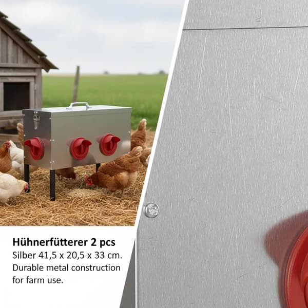 Hönsfoderbehållare - Kycklingmatare 2-pack - Tyg - 41,5 x 20,5 x 33 cm - Armygrön