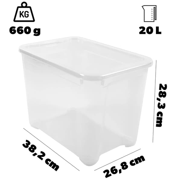 Förvaringslåda - Förvaringsbox - 20 l - Plast - Med lock