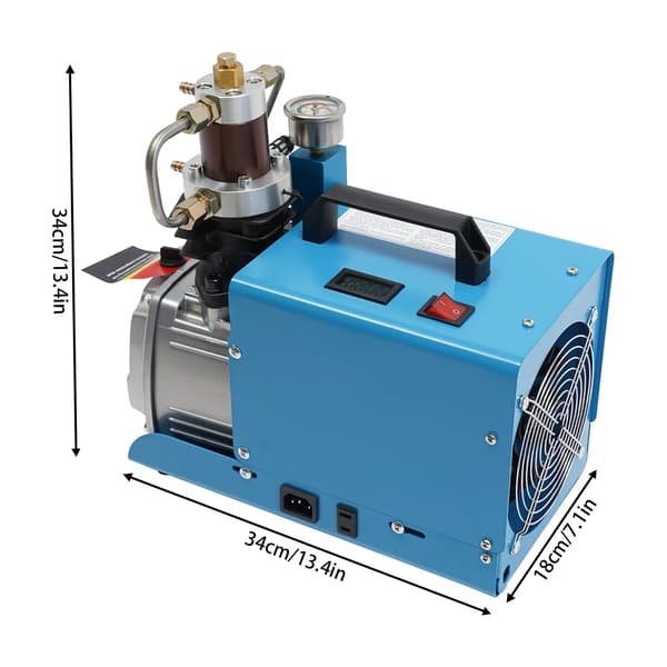Elektrisk PCP kompressor - Högtrycksluftkompressor 300 bar - 1800 W - ca 50 l/min - För dykflaskor & luftgevär - Blå