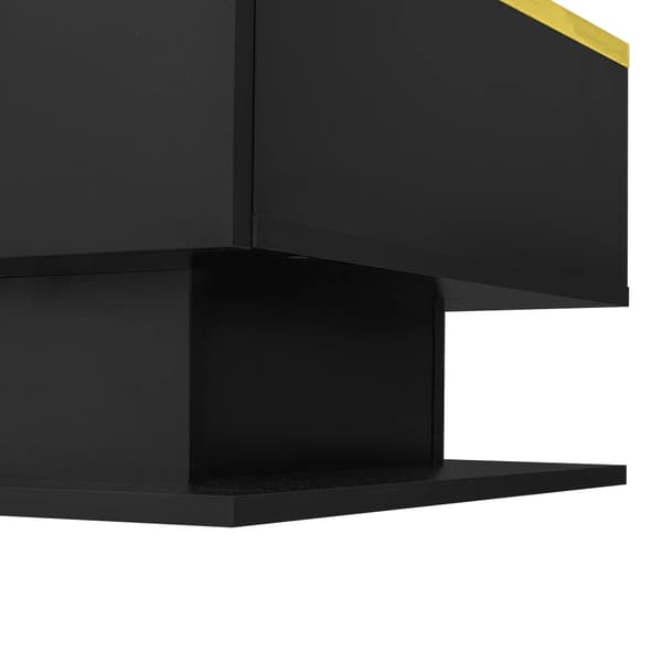 Sofabord - Sidebord - 100 cm - Højglans - Glasplade - LED-lyseffekt - Træstel - Sort + spånplade