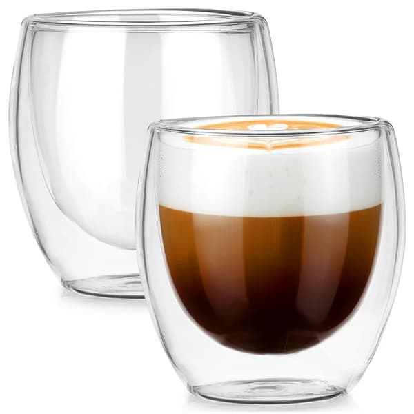 Kaffe- og teglas - Dobbeltvæggede termoglas - Glas - 250 ml - 2-pak
