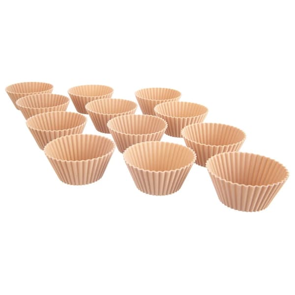 Muffinform - Silikoneforme til muffins - 12 stk. - 5,5 cm - Beige