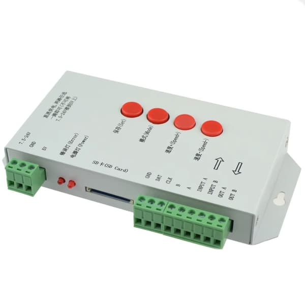 T-1000S - Programmerbar RGB LED-controller - DMX512 - SD-kort - Til WS2811, WS2801 og LPD8806 LED-strips