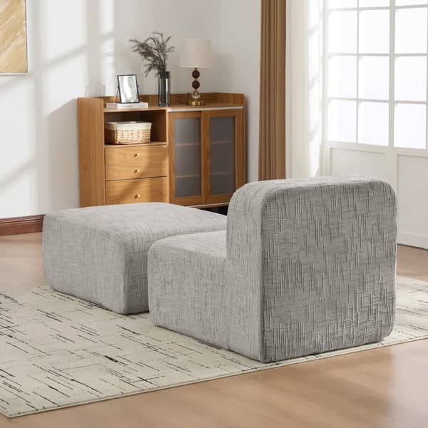 Modulsoffa - 1-sits modul - Chenilletyg - Flyttbar - Halkfri undersida - Modern stil - Grå
