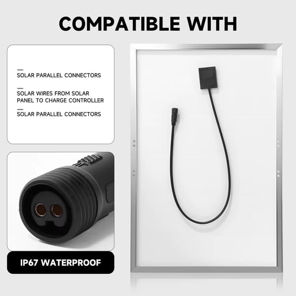 Solpaneler - KHPL013 solcellspanel - 2-pack - 100 W per panel - 6 V - 24 % verkningsgrad - Polykristallint kisel - IP65 vattentät