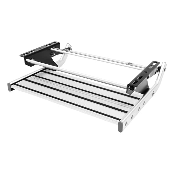 Indstigningstrin til autocamper - Manuel model - Aluminiumlegering - Bæreevne 150 kg - Til montering på autocamper - Sølv