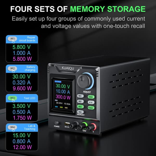 Programmerbart DC labb-/bänkaggregat - SPPS-D - 0–30 V - 0–5 A - 150 W - USB PC-styrning & programvara - 4 minnesplatser - Brun