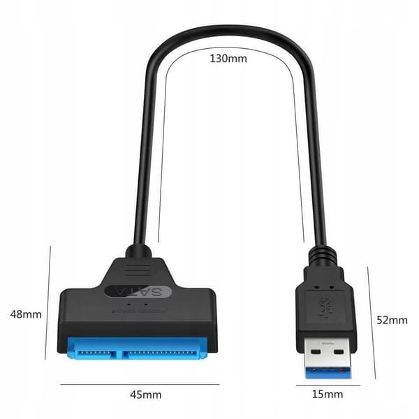 USB 3.0 til SATA 22-benet SSD/HDD-adapter - Hurtig dataoverførsel - Plug and Play