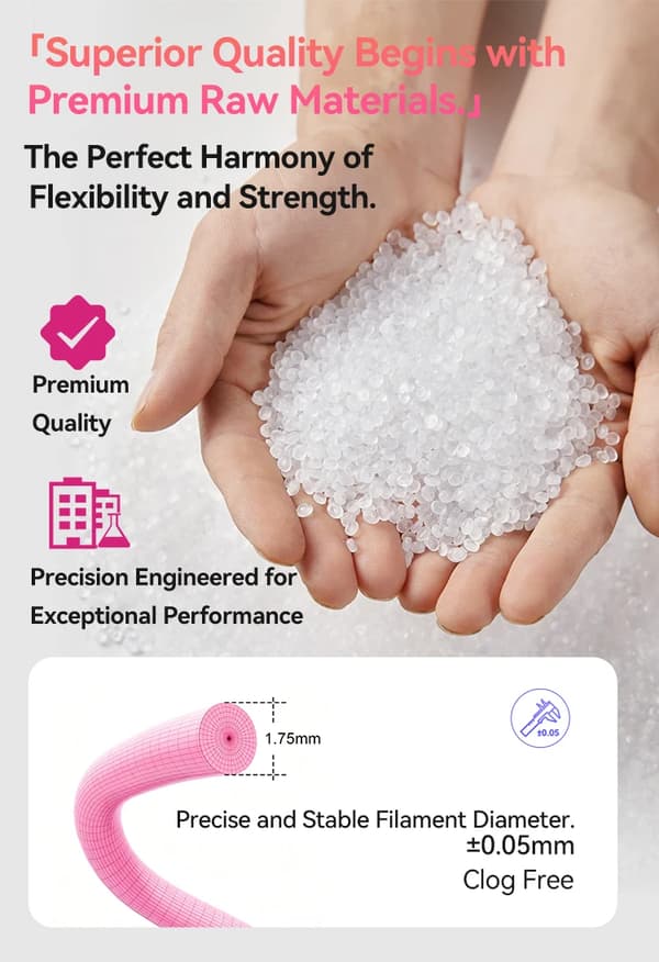 PLA-filament - 3D-printerfilament - 1 kg - 1,75 mm - Solid - Pink-hvid