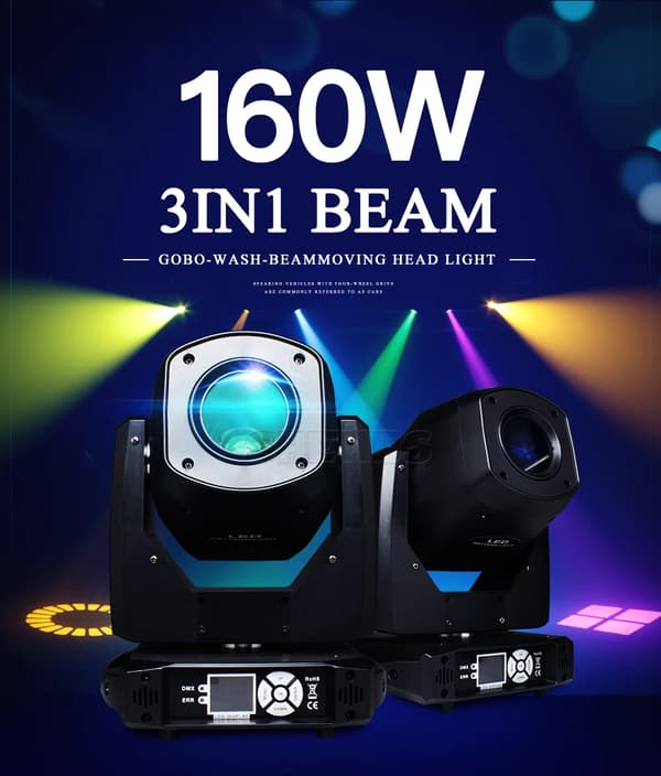 LED Moving Head Beam-lys - DMX-scenelys - 160 W - 100–240 V - EU-stik