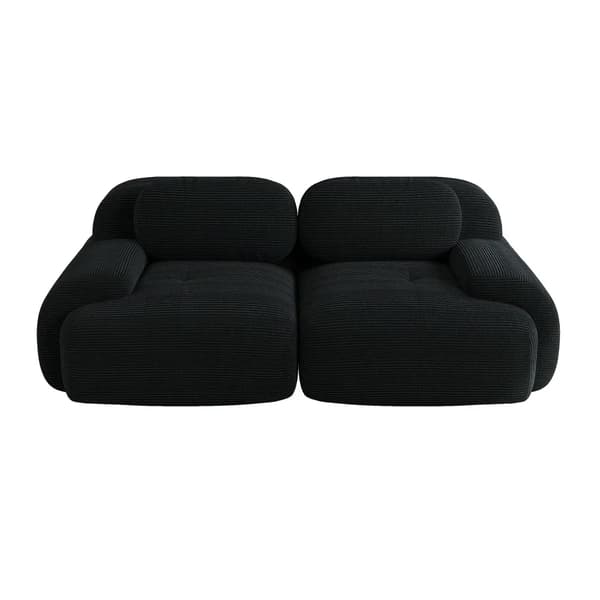 Sofa - 2-personers Sofa - Moderne Stil - Fløjl - Buede Armlæn - Elastisk Polstring - Skridsikker Bund - Sort