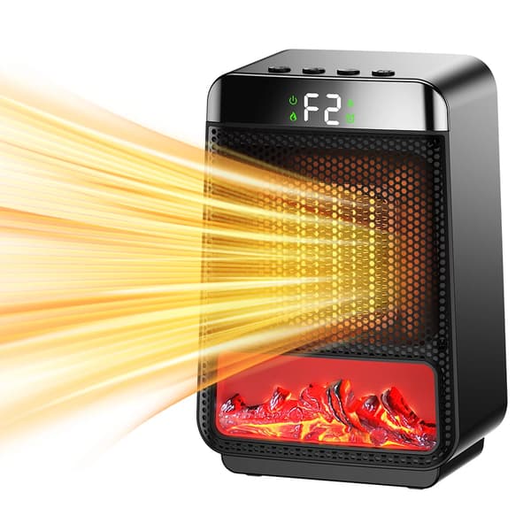 Elektrisk varmeblæser - 1000 W - 220 V - 2 varmetrin - Timer 1/2/4/8 timer - EU-stik - Sort