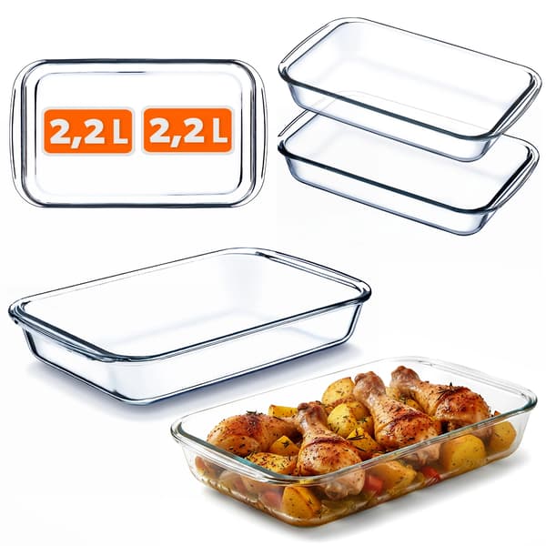 Ugnsform set - Rektangulär gratängform i porslin - Ugnsfast - 2,2 l - Set om 2