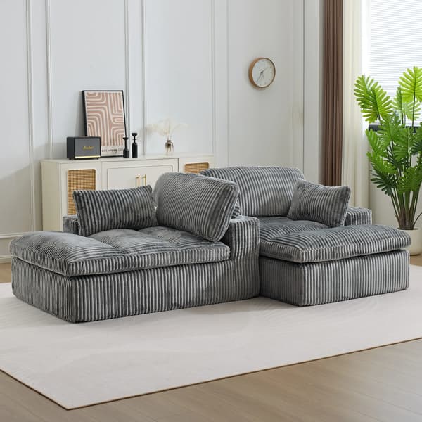 Modulär soffa - Soffbädd - 2-sits - Ergonomiskt ryggstöd - Flexibel kombination - Enkel montering - Grå