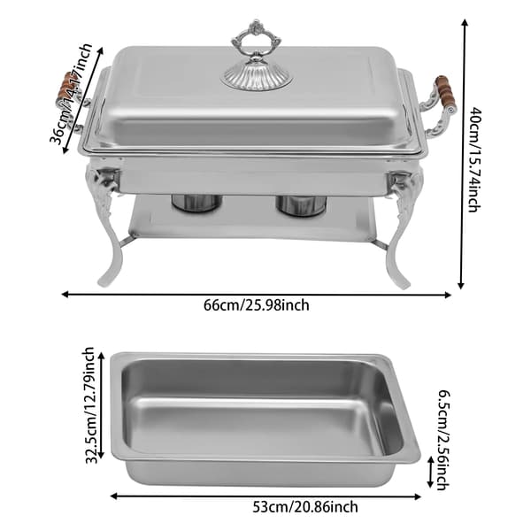 Chafing Dish Buffetvarmer - 9 L - Rustfrit stål - Buffetsæt - Sølv