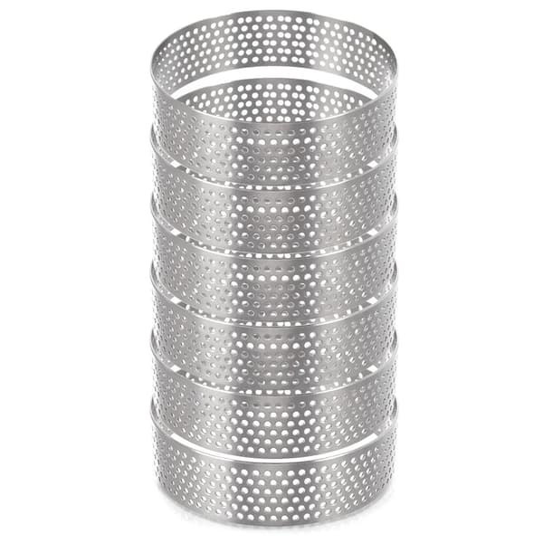 Tarteletforme - Bageringe - Perforerede - Rustfrit Stål - 7 cm - 6 stk.