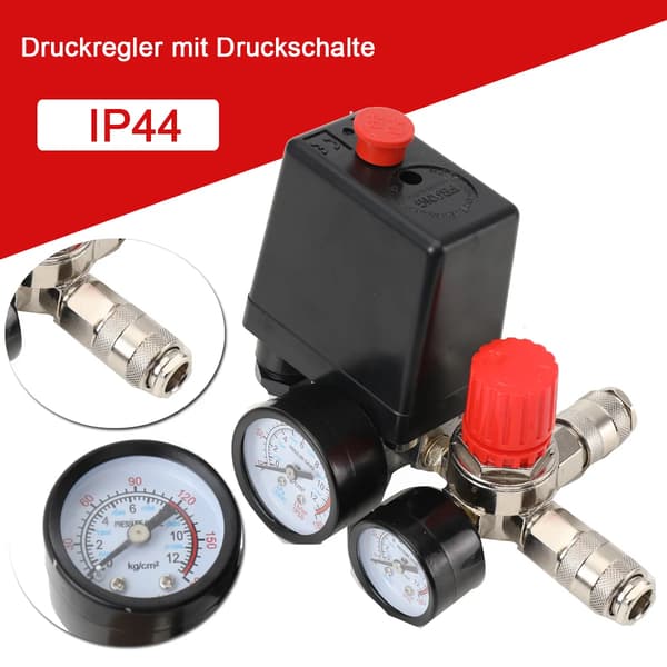 Luftkompressor Tryckregulator/Tryckreglerventil - Reglerventil - Med Fäste - Monteringssats - För Luftkompressor & Luftpump - EU-typ