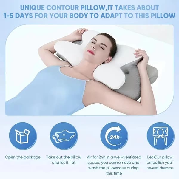 Butterfly-nakkepude - Ortopædisk memory foam-pude - Langsom tilbagefjedering - Til søvn - Massage og afslapning - Grå
