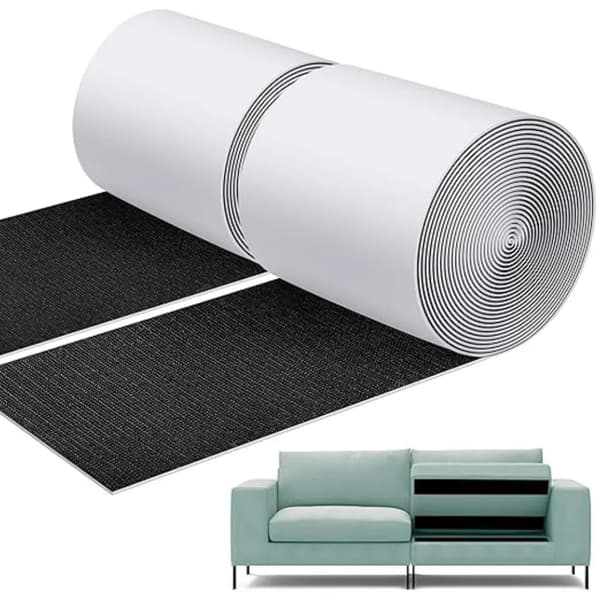 Selvklæbende tape - Møbel- og vægtape - 2 m lang - 10 cm bred - Til sofapuder - Polyester/nylon - Sort