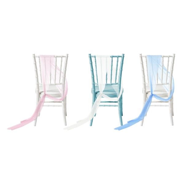 Bröllopsstolsband - Tyllstolsrosetter - 50-pack - 275x20 cm - Polyester - Vit