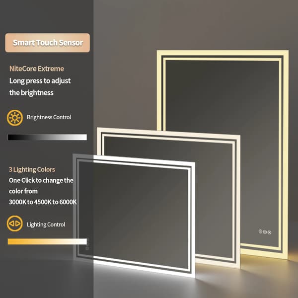 LED badrumsspegel - Rektangulär väggspegel 60x80 cm - Bakbelyst - Immafri - Dimbar - Splittersäker - Ramfri