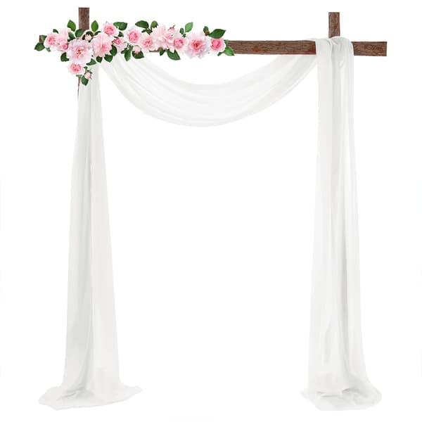 Bröllopsbågedraperi - Bakgrundsgardin - 70×550 cm - Halvtransparent 1–40% - 100% polyester - Elastisk drapering - 1 panel - Vit och rosa