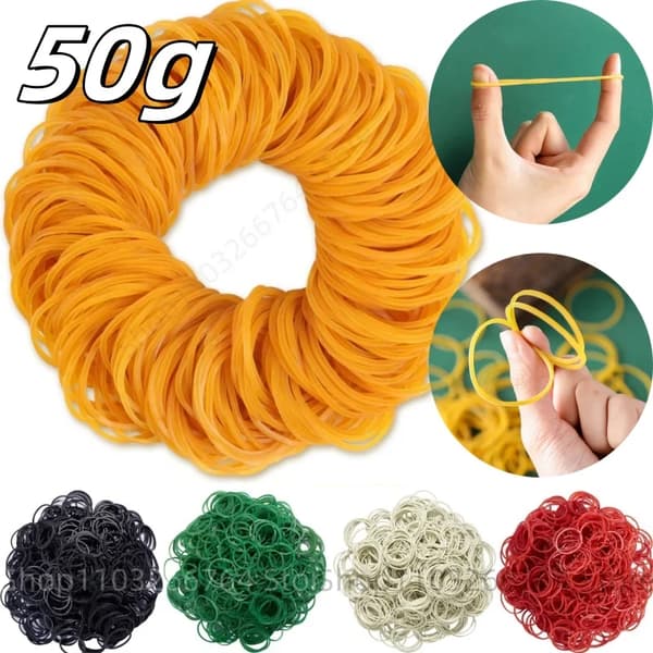 Elastikker - Elastiske Gummiringe - 50 g - Strækbare - Til Papir, Kontor og Hjem - Sorte