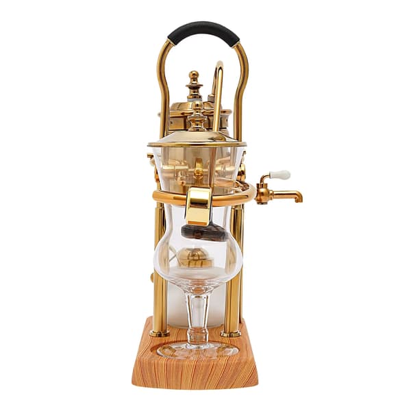 Sifon-kaffebrygger - Manuel kaffebrygger - 400 ml - Retrodesign - Borosilikatglas - Rustfrit stål - Guld