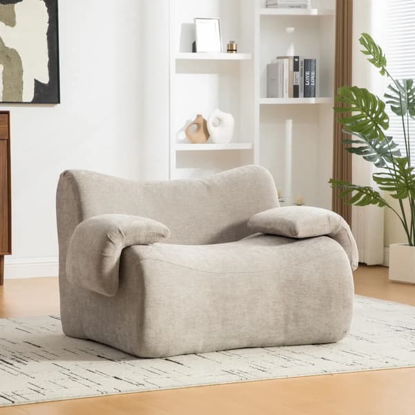 Modulär fåtölj - Enkelsits - Chenilleklädsel - 30D elastiskt skum - Halkfri undersida - Modern stil - Grå