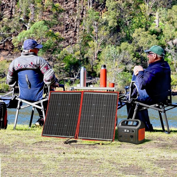 Bærbart solpanel - Foldbart sæt 194W - 2 paneler - Fleksibelt monokrystallinsk silicium - Til camping, hjem, rejse - Sort