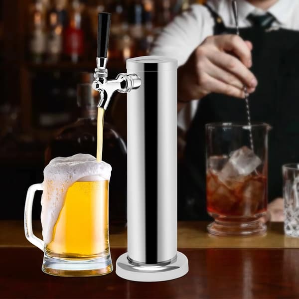 Øldispenser - Øltårn - Rustfrit Stål - 1 Hane - Til Hjemmebryg & Bar - Sølv