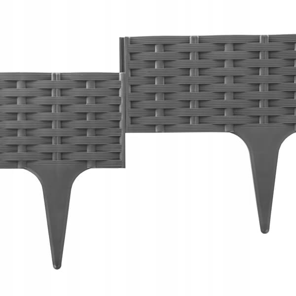 Havestakit palisade - Plænekant - Nedslået montering - 390 cm - 5 stk - Grå